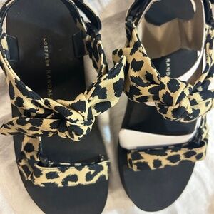 NEW Loeffler Randall Maisie Leopard Animal Print Canvas Platform Sandals 9M